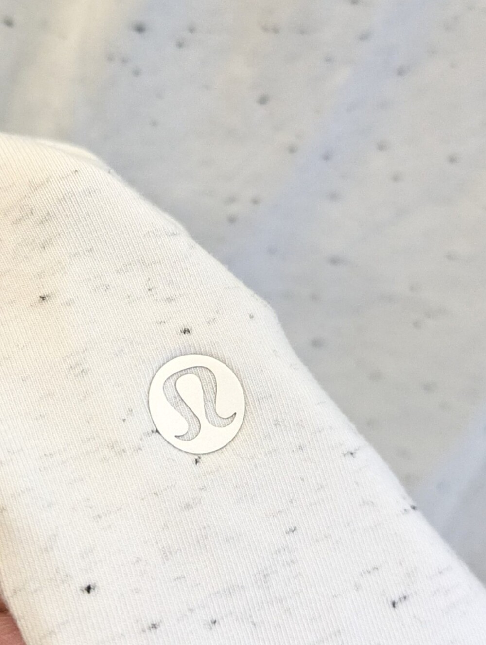 Lululemon LA Relaxed 3/4 Sleeve Crew Neck Top 10 White Confetti Pima Cotton - Picture 5 of 6